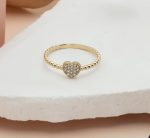 انگشتر زنانه قلب و گوی نگین دار - تصویر 2