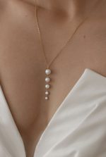 ست مرواریدی گردنبند و گوشواره طلا زنانه