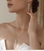 ست مرواریدی گردنبند و گوشواره طلا زنانه - تصویر 2