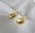 گوشواره طلا زنانه فانتزی قلب و پاپیون - تصویر 2