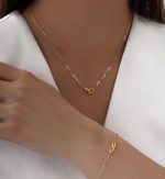 دستبند و گردنبند طلا زنانه مينيمالی بولگاری